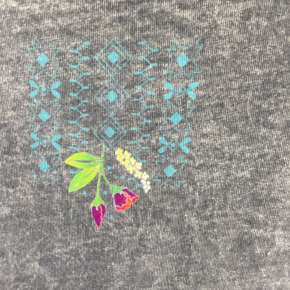 Sabaku Artwear Top Womens XL Grey Excellent Mineral Wash Floral Southwest USA - Picture 7 of 8